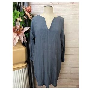 A1-- NWT blue MADEWELL long sleeve v-neck women's casual dress SMALL